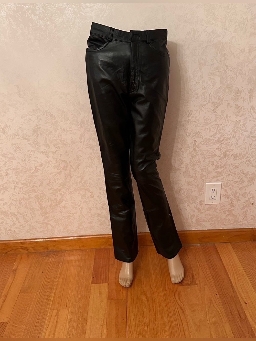 Black genius Leather Straight-Leg Pants
